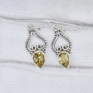 Natural Citrine Earrings in 925 Sterling Silver
